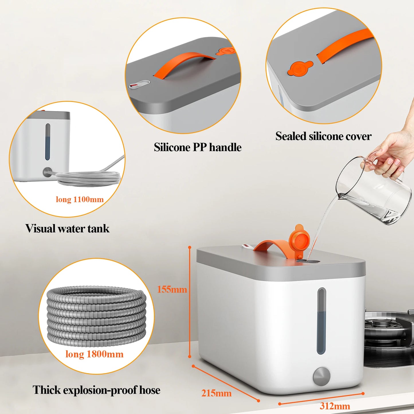 1500W Handheld Steam Cleaner Multiuse Powerful Steamer for Tough Stains and Grime on Upholstery