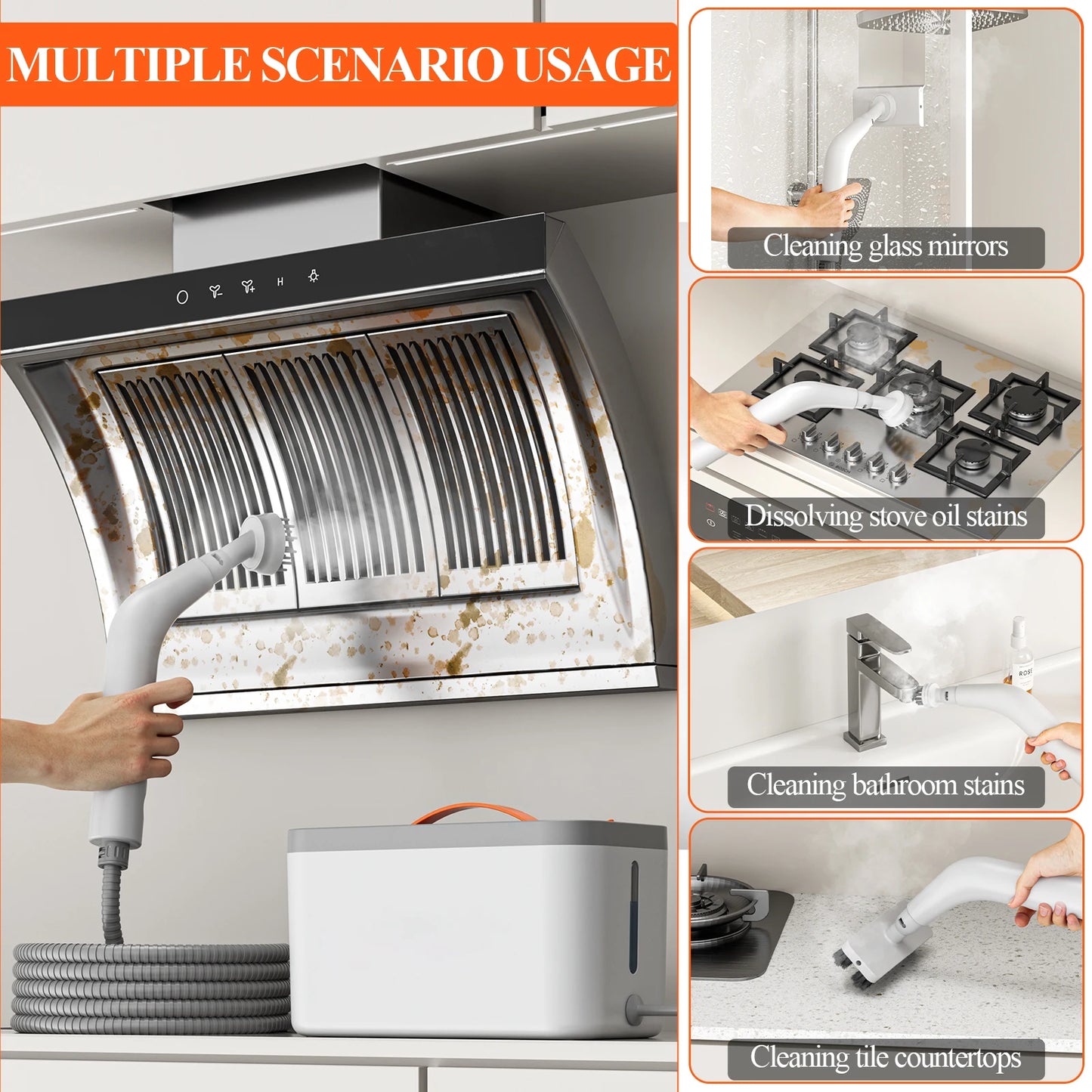 1500W Handheld Steam Cleaner Multiuse Powerful Steamer for Tough Stains and Grime on Upholstery