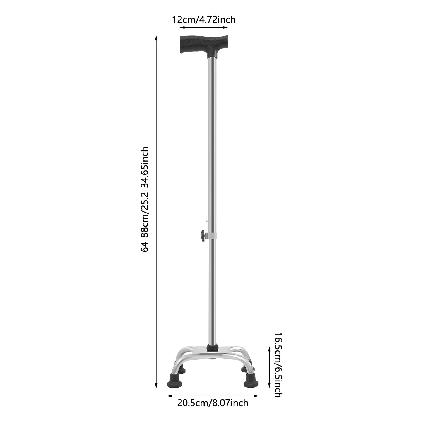 Stair Lift Adjustable Walking Cane With Four Legged Base