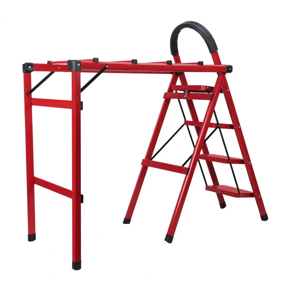 330lb Load Retractable Cloth Drying Rack Folding Clothes Non Slip 4 Step Ladder Indoor Outdoor Space Saving Home Balcony