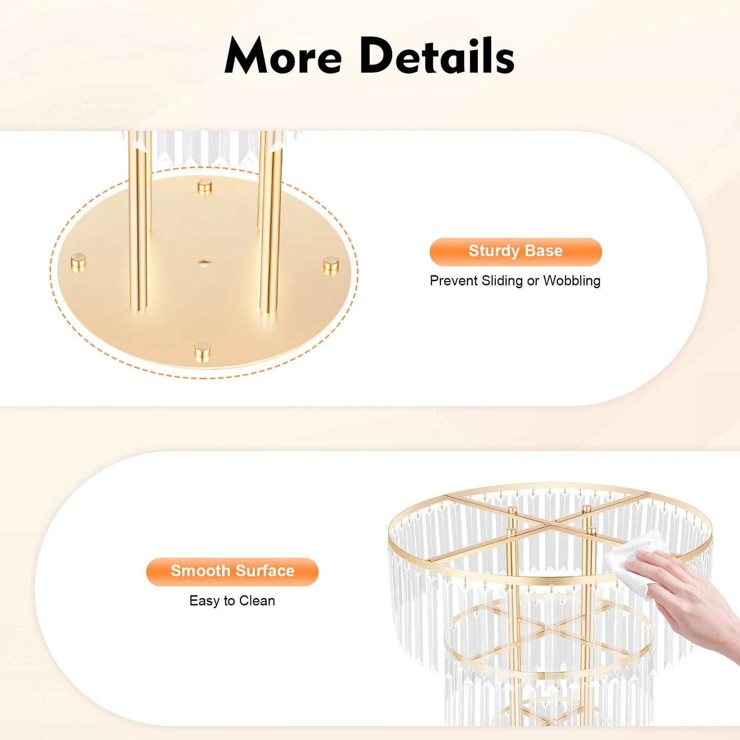 4-Tier Crystal Wedding Flower Stand, Decorative Shelves,37.4-Inch Height, Display Stands for wedding decoration
