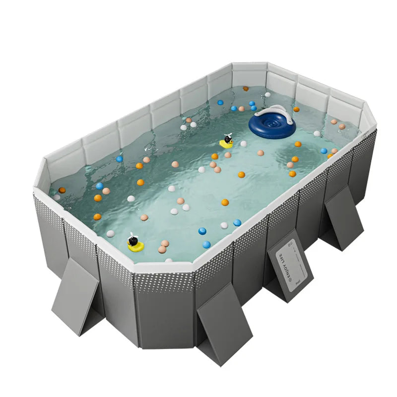 2.6M Foldable Non Inflatable Pool With Hard Plastic Shell