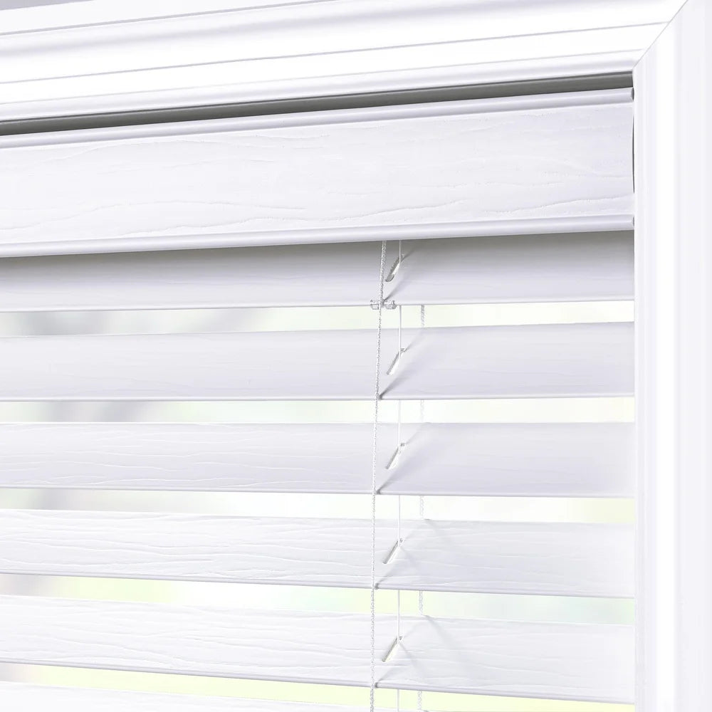 2 Pack 2 Inch Cordless Faux Wood Horizontal Blinds White Privacy Window Covering Easy Install Indoor Safety Light Control