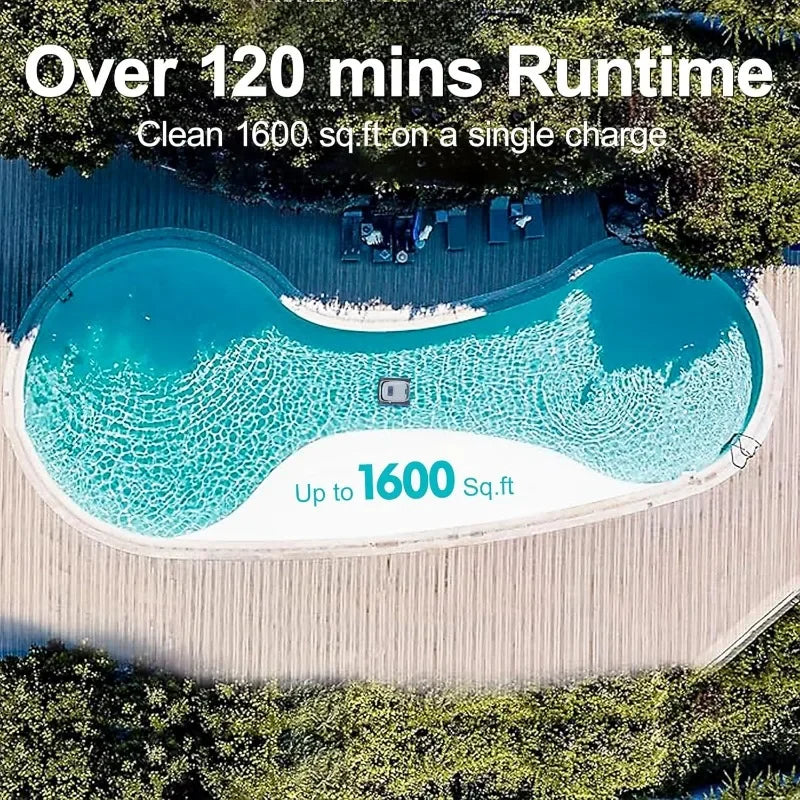 Voxiv Cordless Robotic Pool Cleaner With Wall Climbing Over 120 Minutes Runtime Automatic Pool Vacuum
