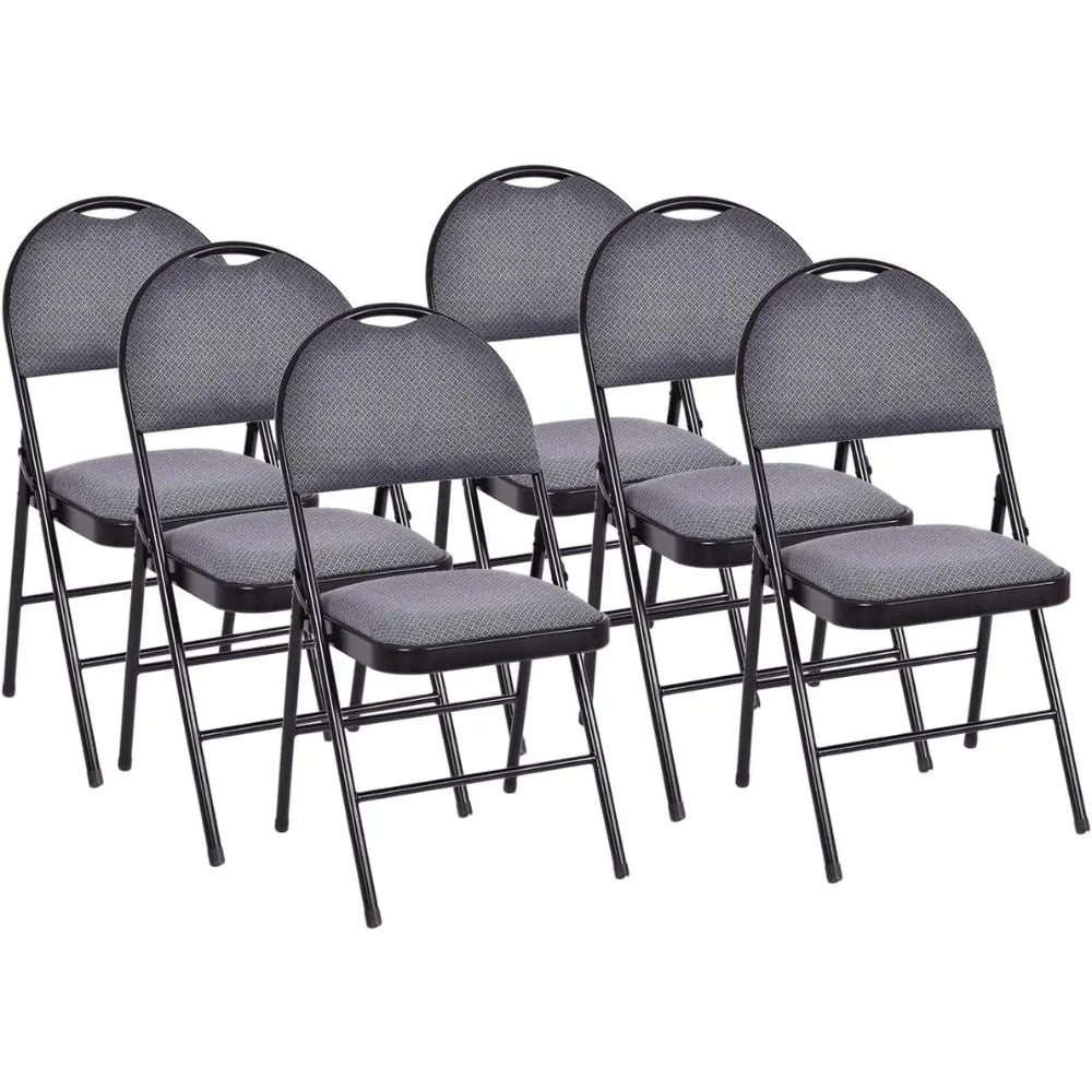 6-Pcs Folding Chairs Set - Foldable Dining Chairs with Upholstered Seat, Non-Slip Footpads, Commercial Guest Chairs, Pack of 6