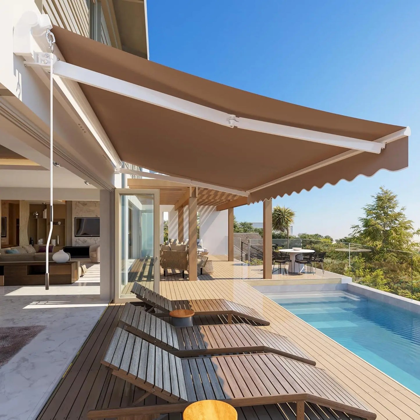 Retractable Awning 13 x 8 ft Sun Shade Shelter Cover,Outdoor Patio Awnings for Shop, Restaurant, Cafe, Courtyard,Balcony