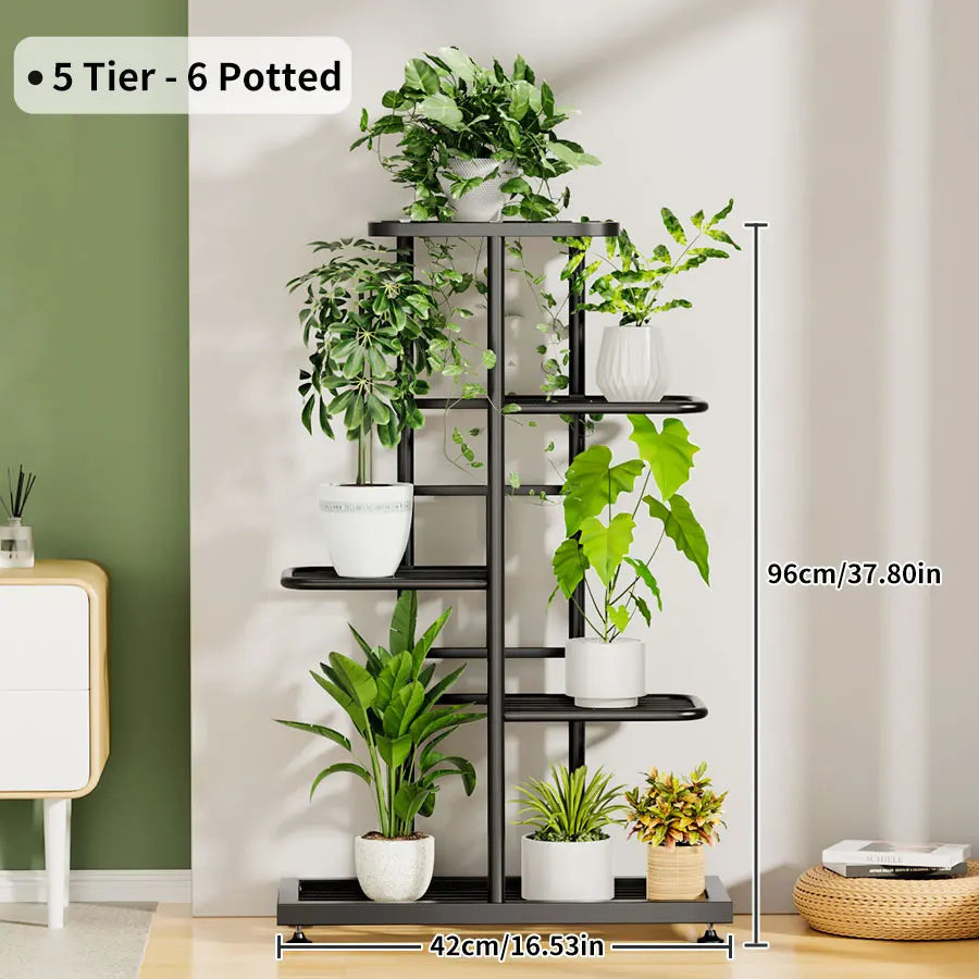 Plant Shelves Iron Potted Flower Plant Stand Rack Multiple Flower Pot Holder Shelf Indoor Outdoor Planter Display Organizer 8 Tiers Metal Storage Solution
