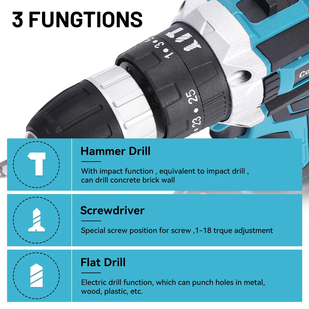 Makita 18V Battery Cordless Impact Drill 25 3 Torque