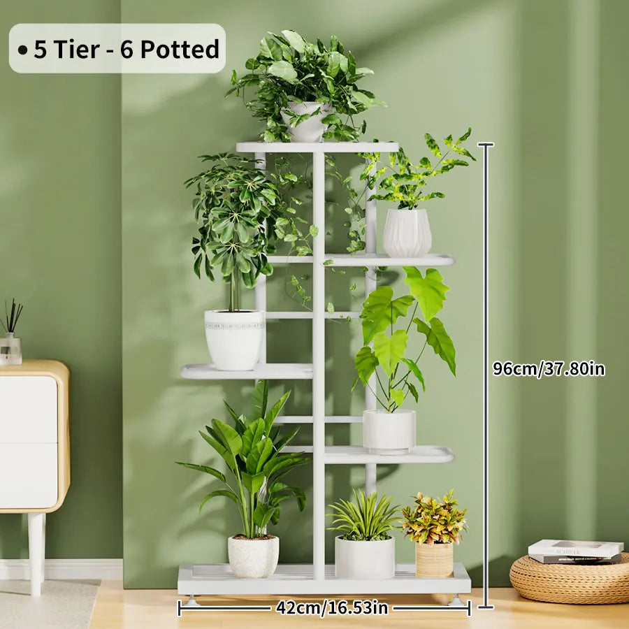 Plant Shelves Iron Potted Flower Plant Stand Rack Multiple Flower Pot Holder Shelf Indoor Outdoor Planter Display Organizer 8 Tiers Metal Storage Solution