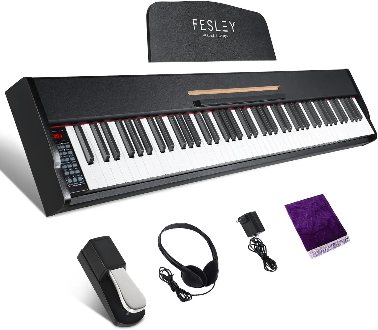 Fesley Weighted Piano Keyboard 88 Keys Full Size Electric Keyboard Piano for Beginners Portable with Sustain Pedal