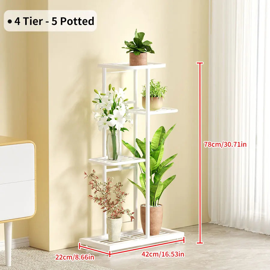 Plant Shelves Iron Potted Flower Plant Stand Rack Multiple Flower Pot Holder Shelf Indoor Outdoor Planter Display Organizer 8 Tiers Metal Storage Solution