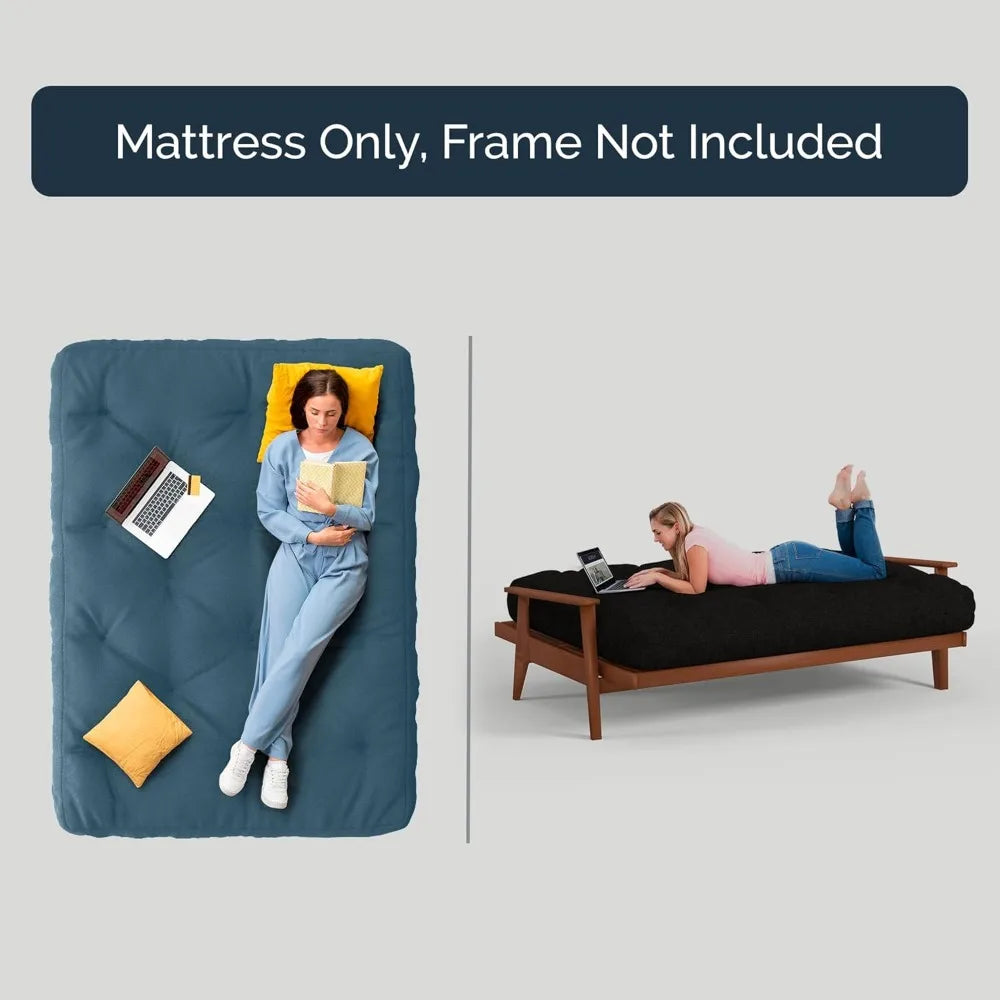 Home 8 Inch Full Size Futon Sofa Bed Foam Mattress USA Made Grey No Frame