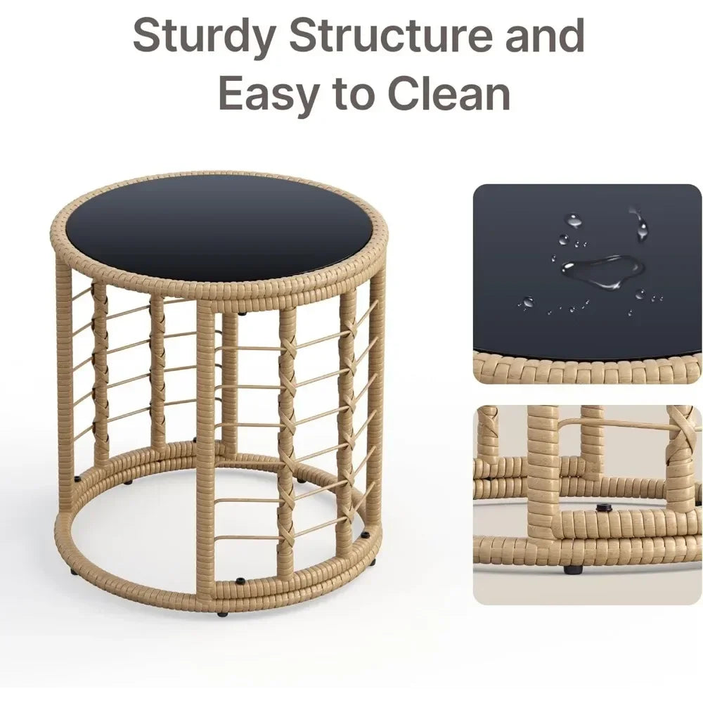 Outdoor Patio Furniture Set, Wicker Rattan L-Shaped Conversation Sectional Sofa Set with Thick Cushions, Detachable Lounger