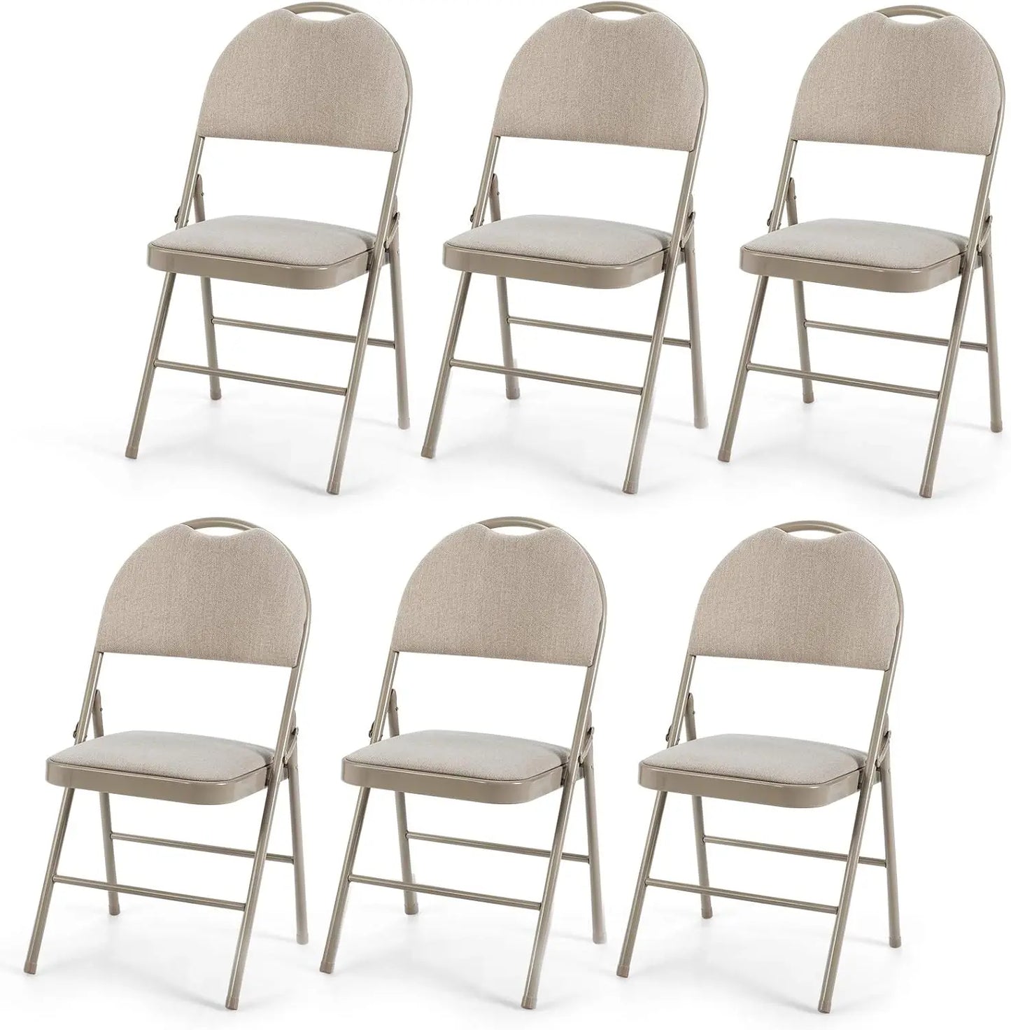 6-Pcs Folding Chairs Set - Foldable Dining Chairs with Upholstered Seat, Non-Slip Footpads, Commercial Guest Chairs, Pack of 6
