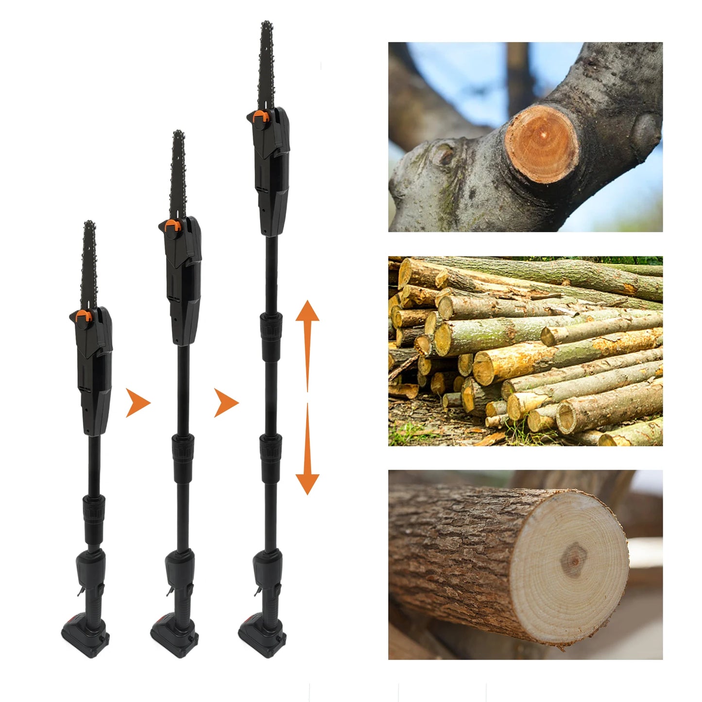 Integrated High Reach Pole Electric Saw Rechargeable Cordless Chainsaw Double Section Assemble Shaft Branch Cutter and Low Noise