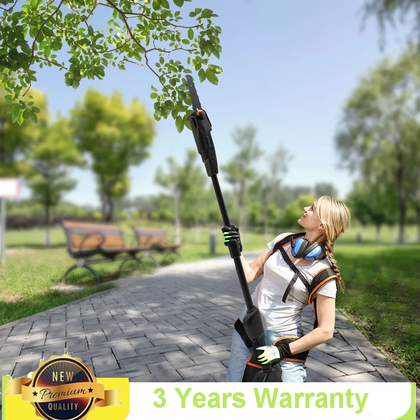 CNCEST High-quality Pole Saw Electric High Branch Saw W/ 1500mah Battery And Standard Charger Low Noise For Gardens,Farms,Parks
