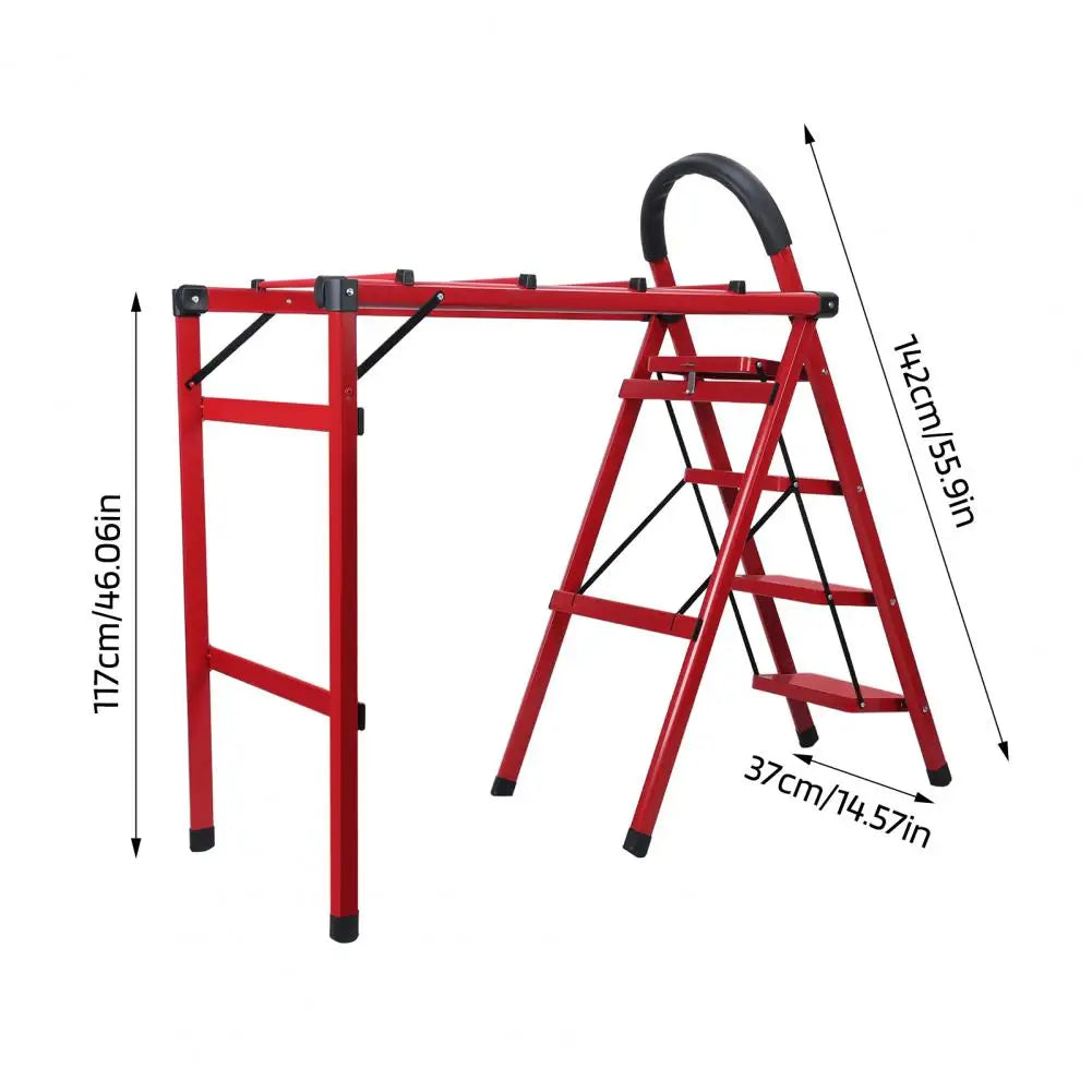 330lb Load Retractable Cloth Drying Rack Folding Clothes Non Slip 4 Step Ladder Indoor Outdoor Space Saving Home Balcony
