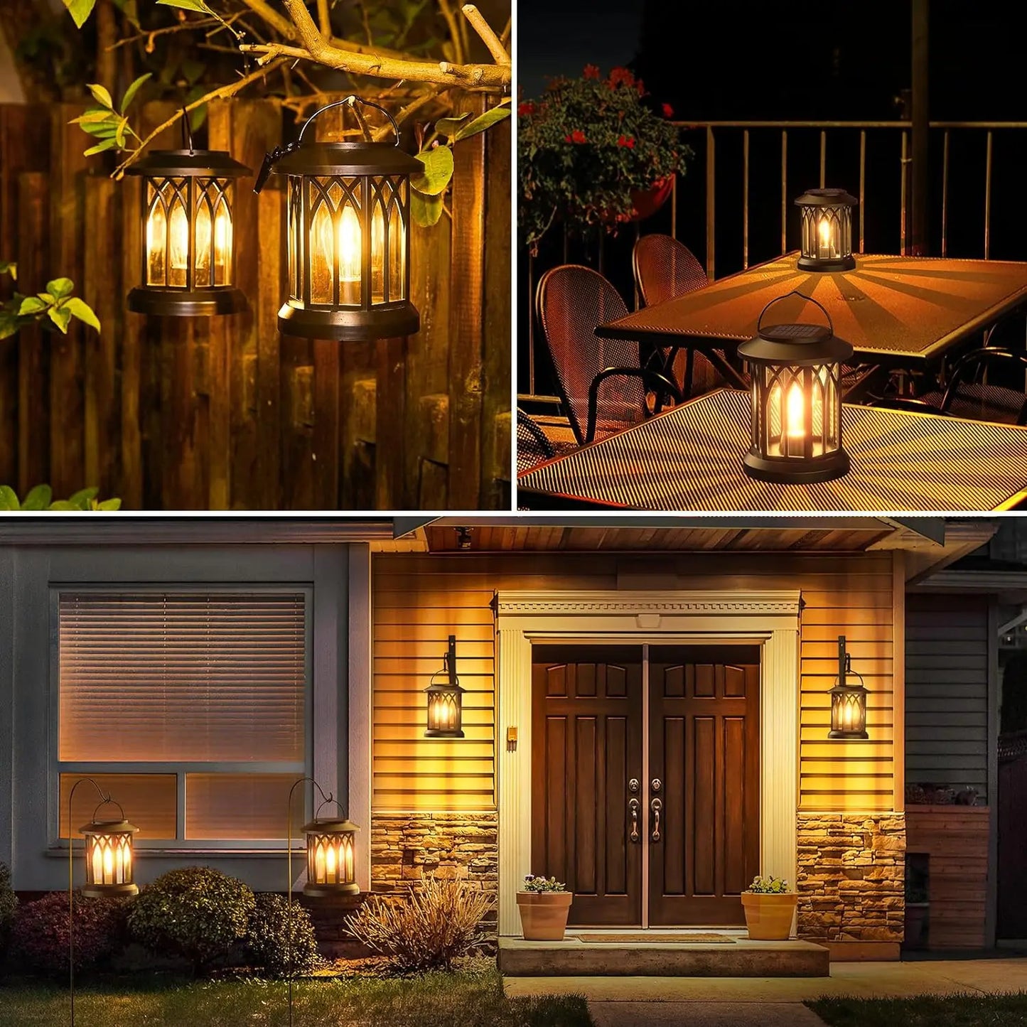 2 Pack Upgraded Solar Lantern Lights Outdoor Warm Light