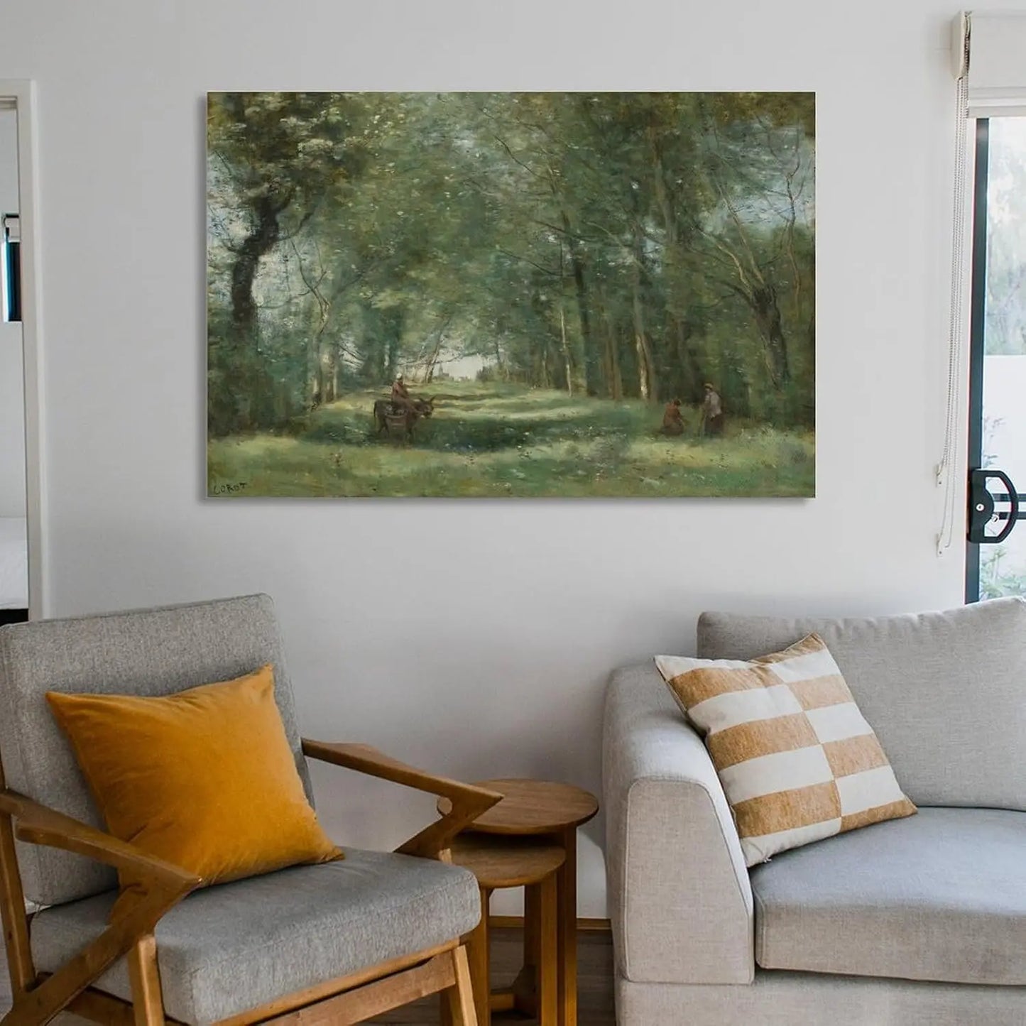 The Green Drive Canvas Painting By Corot Wall Art Print