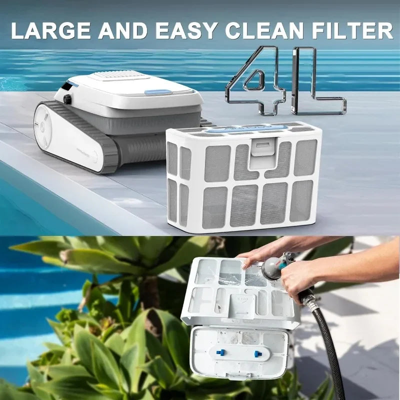 Voxiv Cordless Robotic Pool Cleaner With Wall Climbing Over 120 Minutes Runtime Automatic Pool Vacuum