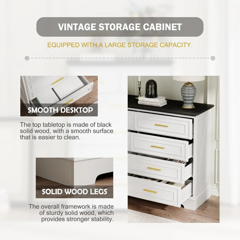 8 Drawer Dresser for Bedroom 52 Inch Wide Long Chest of Drawers Modern Wood TV Stand White Farmhouse Dresser for Living Room