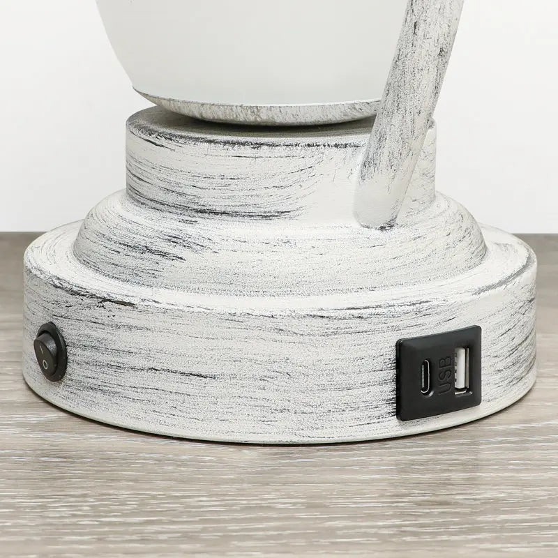 23 Inch Coastal Table Lamp Rotary Switch Fabric Shade