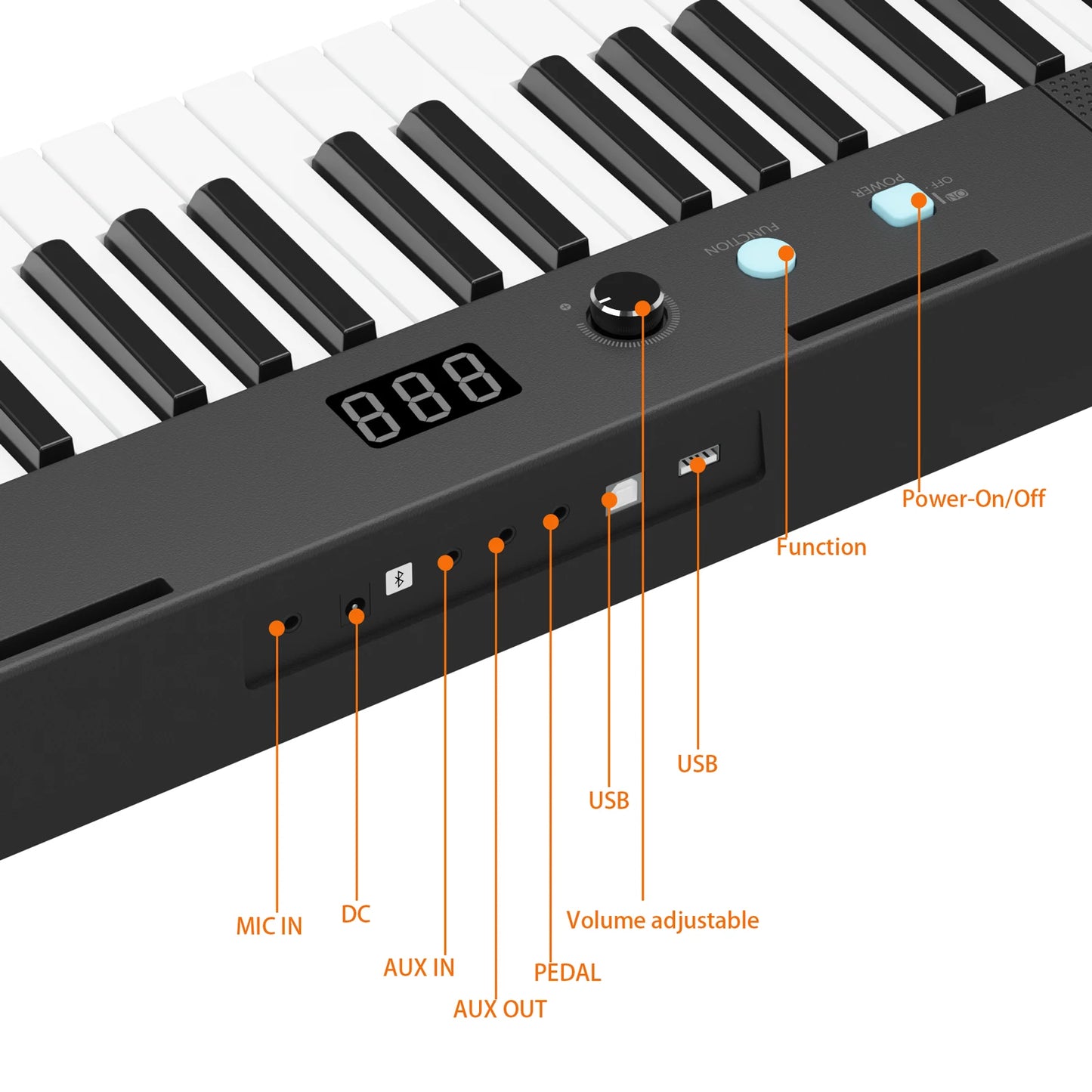 61 Key Semi-Weighted Digital Piano Keyboard with Power Supply Stand Stool and Microphone Set