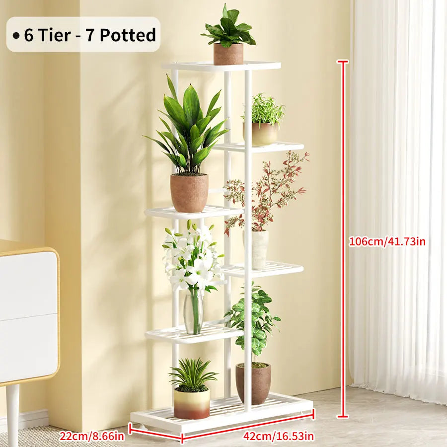 Plant Shelves Iron Potted Flower Plant Stand Rack Multiple Flower Pot Holder Shelf Indoor Outdoor Planter Display Organizer 8 Tiers Metal Storage Solution