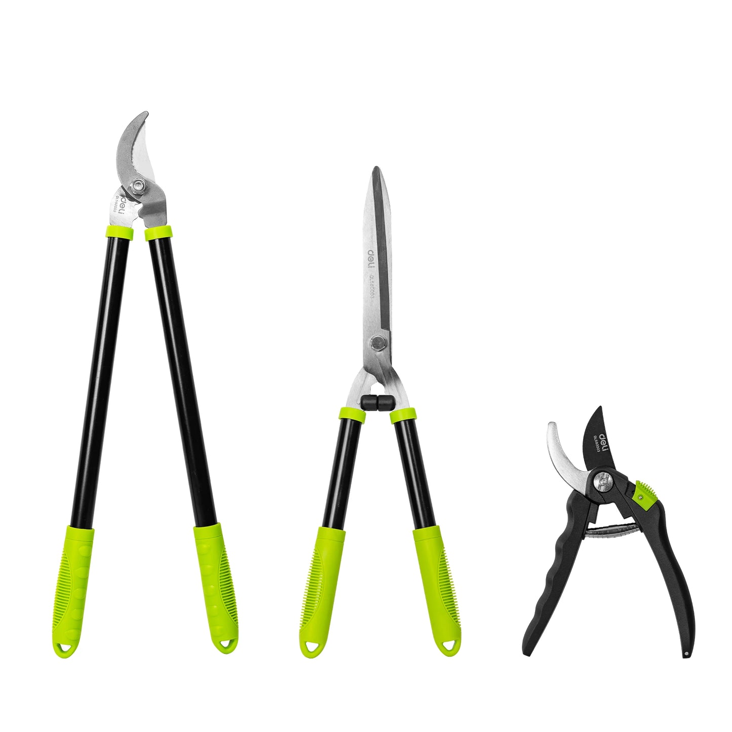 Deli 3-Piece Loppers, Hedge Clippers & Pruners Set, Heavy-Duty Garden Tools for Tree & Shrub Care, Branch Cutter & Tree Trimmer