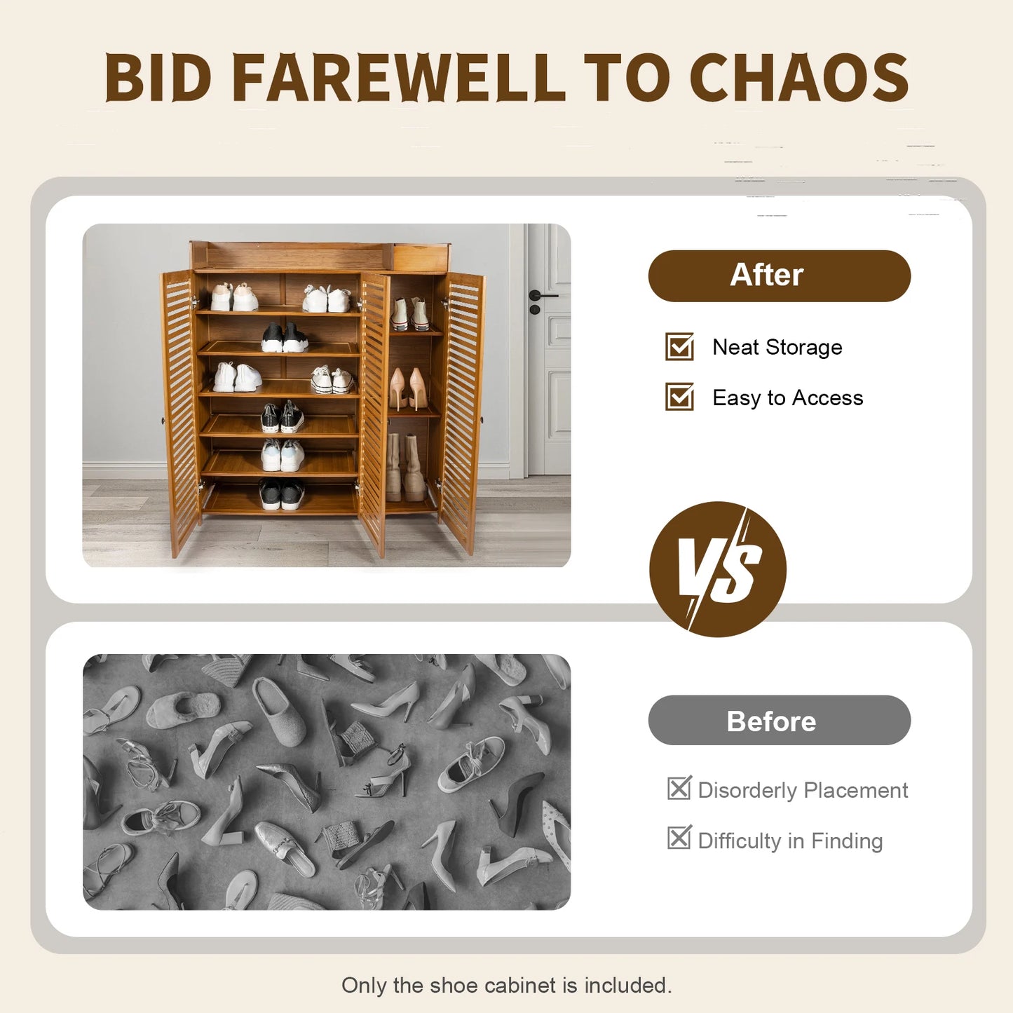 Shoe Cabinet with Doors for Household Item Storage and Various Shoe Organization