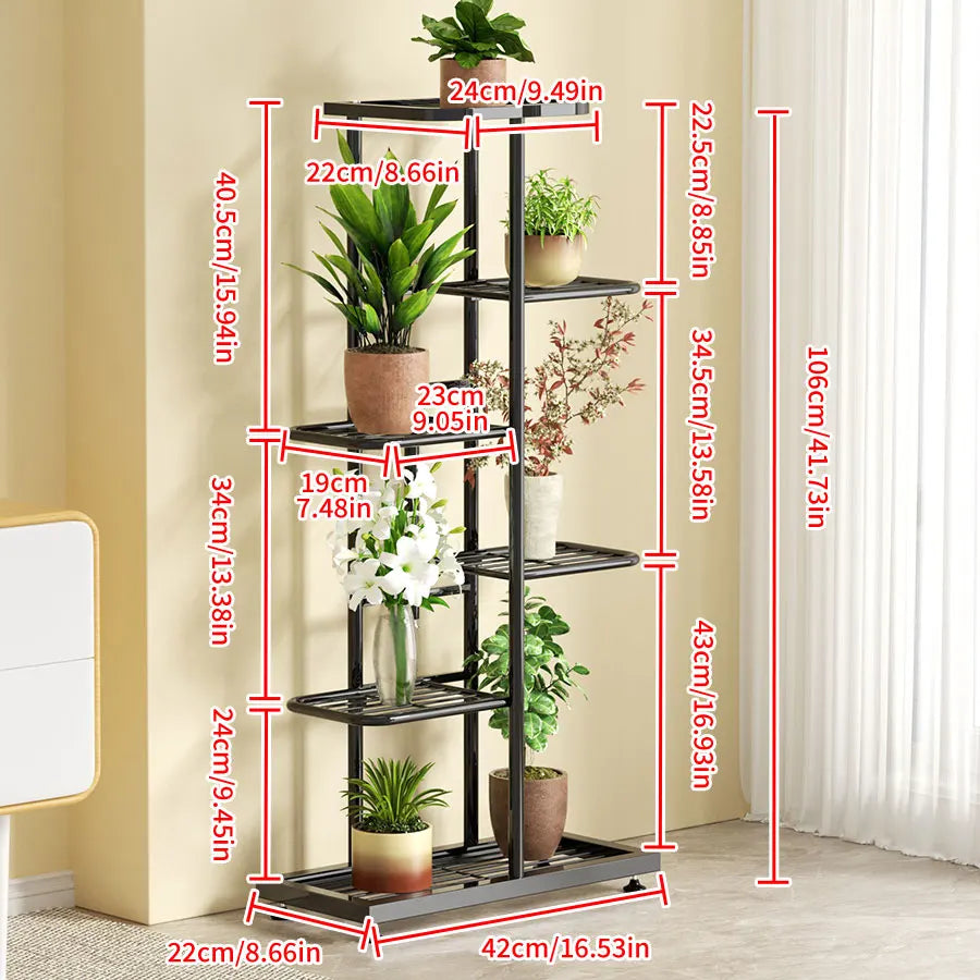 Plant Shelves Iron Potted Flower Plant Stand Rack Multiple Flower Pot Holder Shelf Indoor Outdoor Planter Display Organizer 8 Tiers Metal Storage Solution