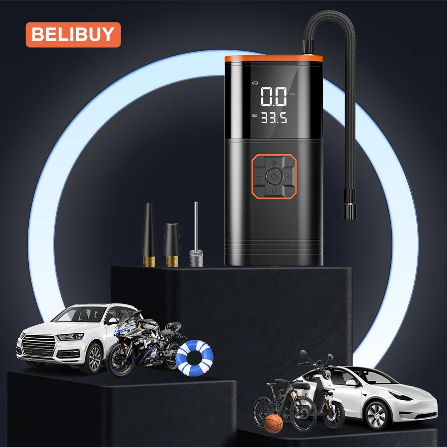 Belibuy Car Air Pump Air Compressor Tire Inflator USB Mobile Power Supply for Cars and Motorcycles