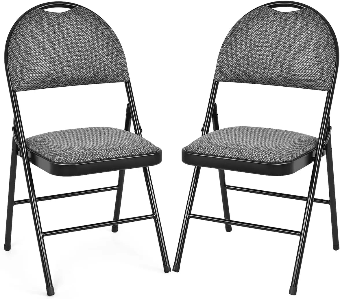6-Pcs Folding Chairs Set - Foldable Dining Chairs with Upholstered Seat, Non-Slip Footpads, Commercial Guest Chairs, Pack of 6