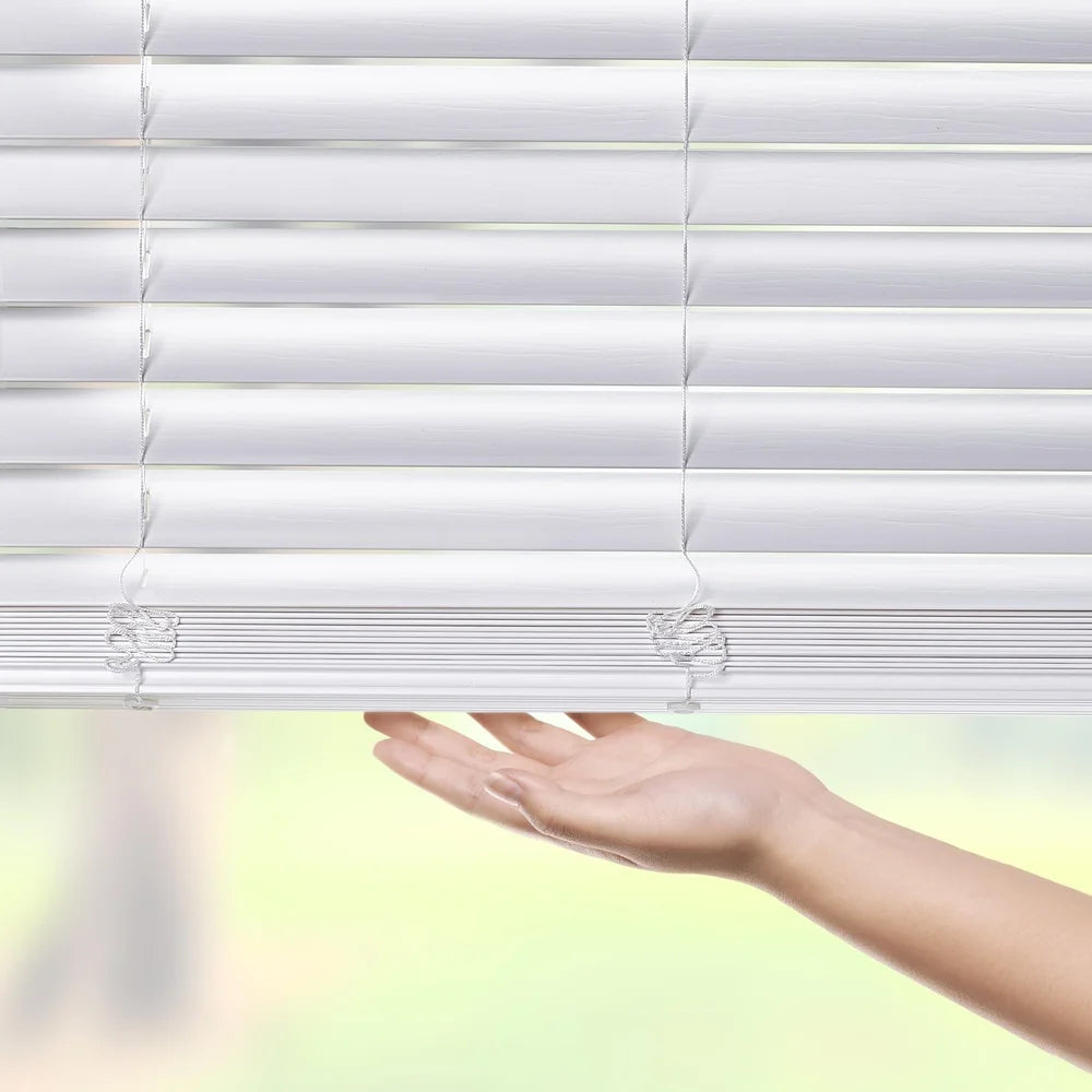 2 Pack 2 Inch Cordless Faux Wood Horizontal Blinds White Privacy Window Covering Easy Install Indoor Safety Light Control