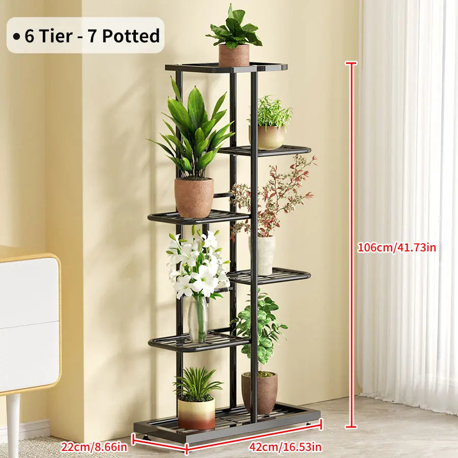 Plant Shelves Iron Potted Flower Plant Stand Rack Multiple Flower Pot Holder Shelf Indoor Outdoor Planter Display Organizer 8 Tiers Metal Storage Solution