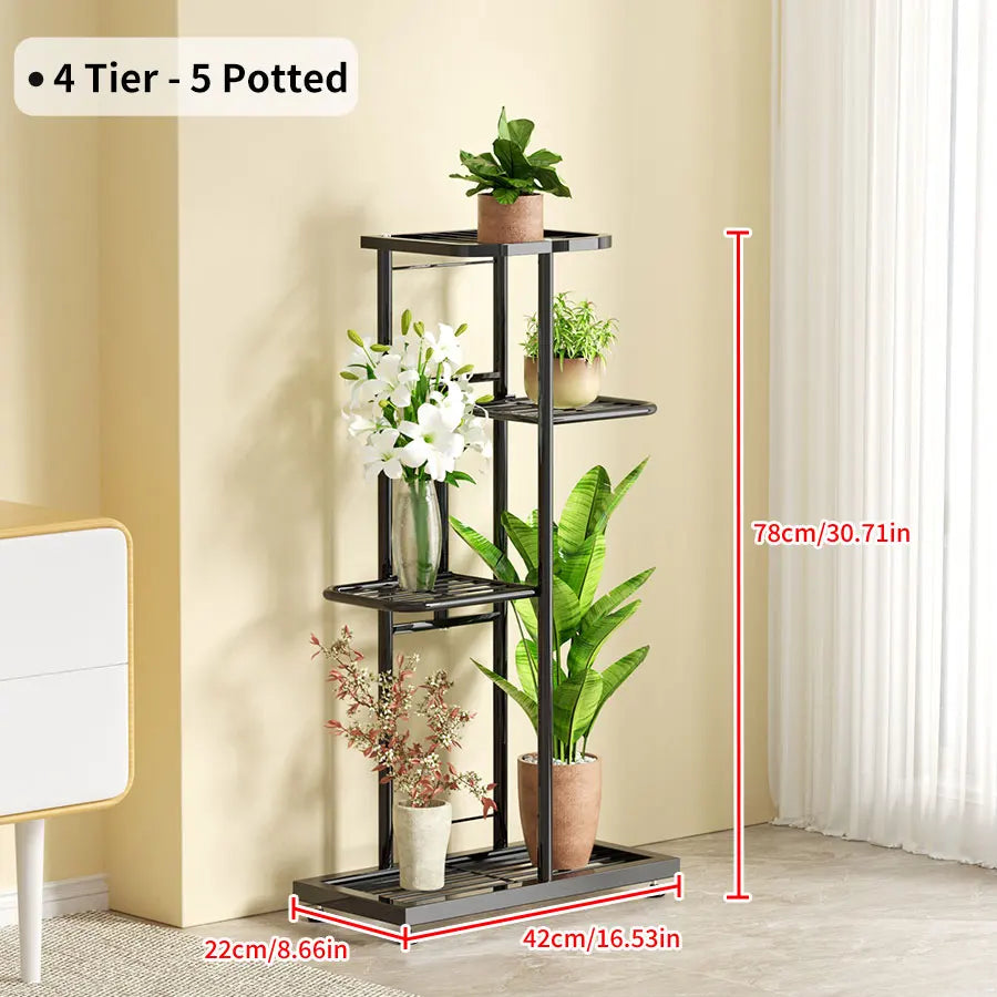 Plant Shelves Iron Potted Flower Plant Stand Rack Multiple Flower Pot Holder Shelf Indoor Outdoor Planter Display Organizer 8 Tiers Metal Storage Solution
