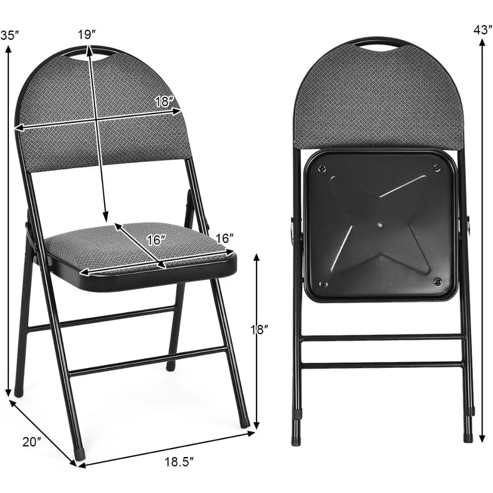 6-Pcs Folding Chairs Set - Foldable Dining Chairs with Upholstered Seat, Non-Slip Footpads, Commercial Guest Chairs, Pack of 6