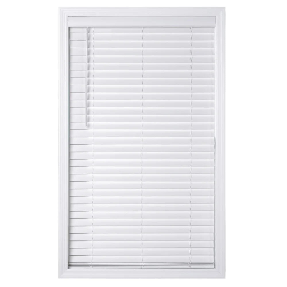 2 Pack 2 Inch Cordless Faux Wood Horizontal Blinds White Privacy Window Covering Easy Install Indoor Safety Light Control