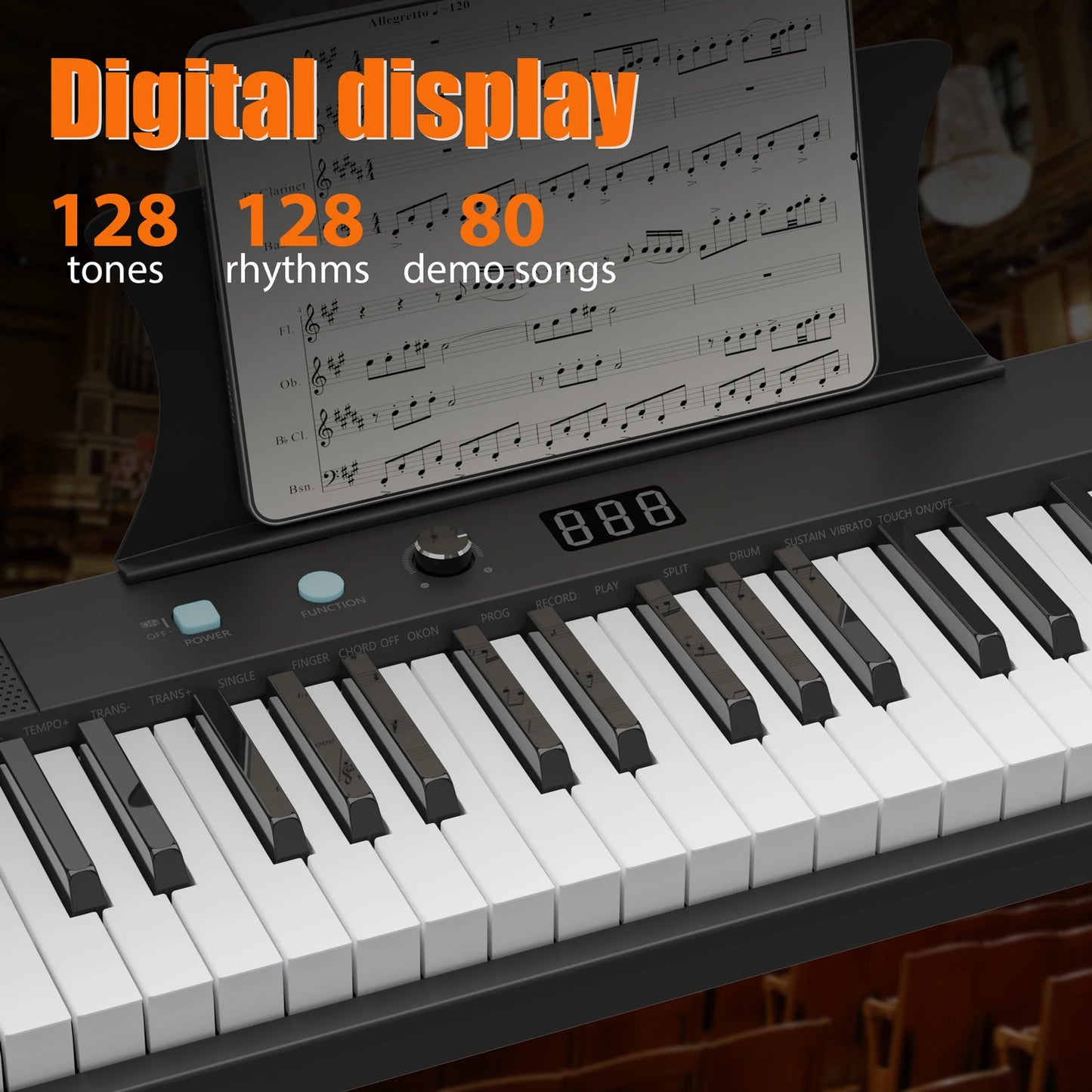 61 Key Semi-Weighted Digital Piano Keyboard with Power Supply Stand Stool and Microphone Set