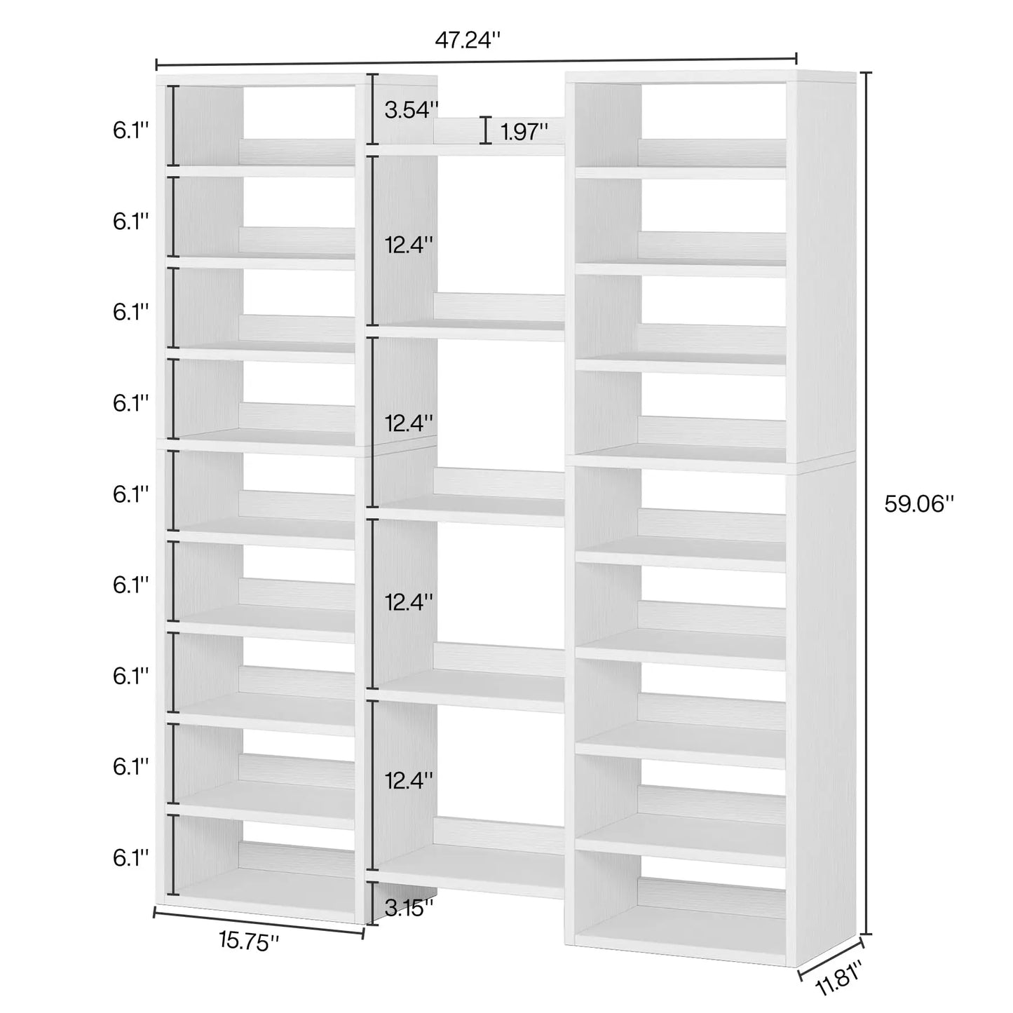 Tribesigns 14 Tier Shoe Rack Freestanding Tall Shoe Shelf White Wooden Shoe Storage Cabinet with 22 Open Cubbies 46 Pairs Wide