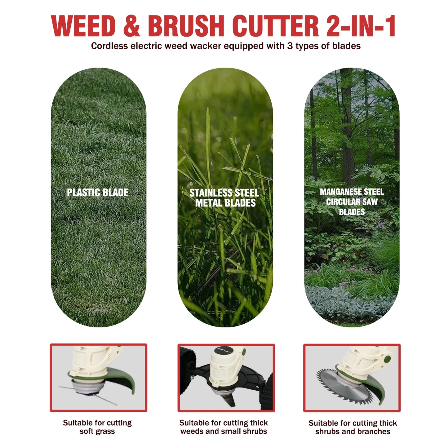 Cordless Grass Trimmer 21V 500W Lawn Mower With Wheels