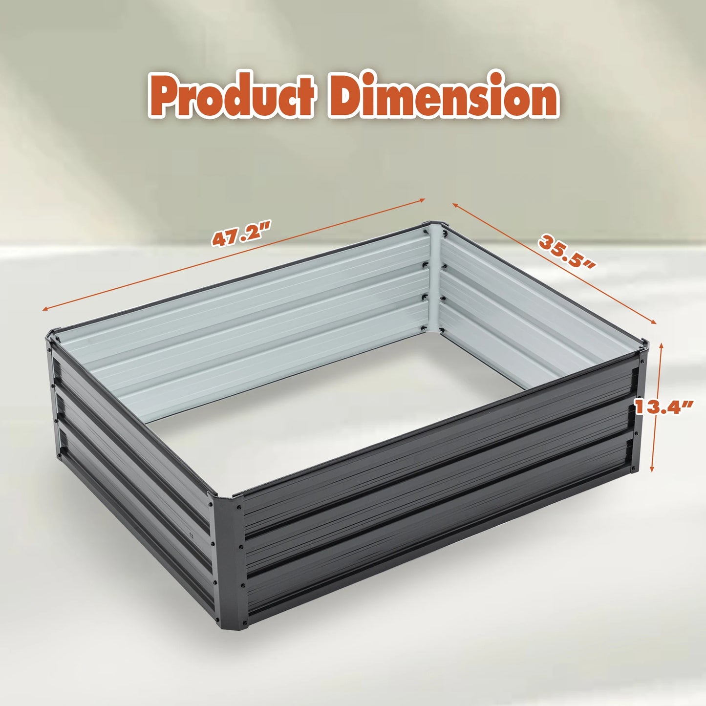 4x3x1ft Black Metal Raised Garden Bed Galvanized Planter Box for Vegetables Flowers Herbs