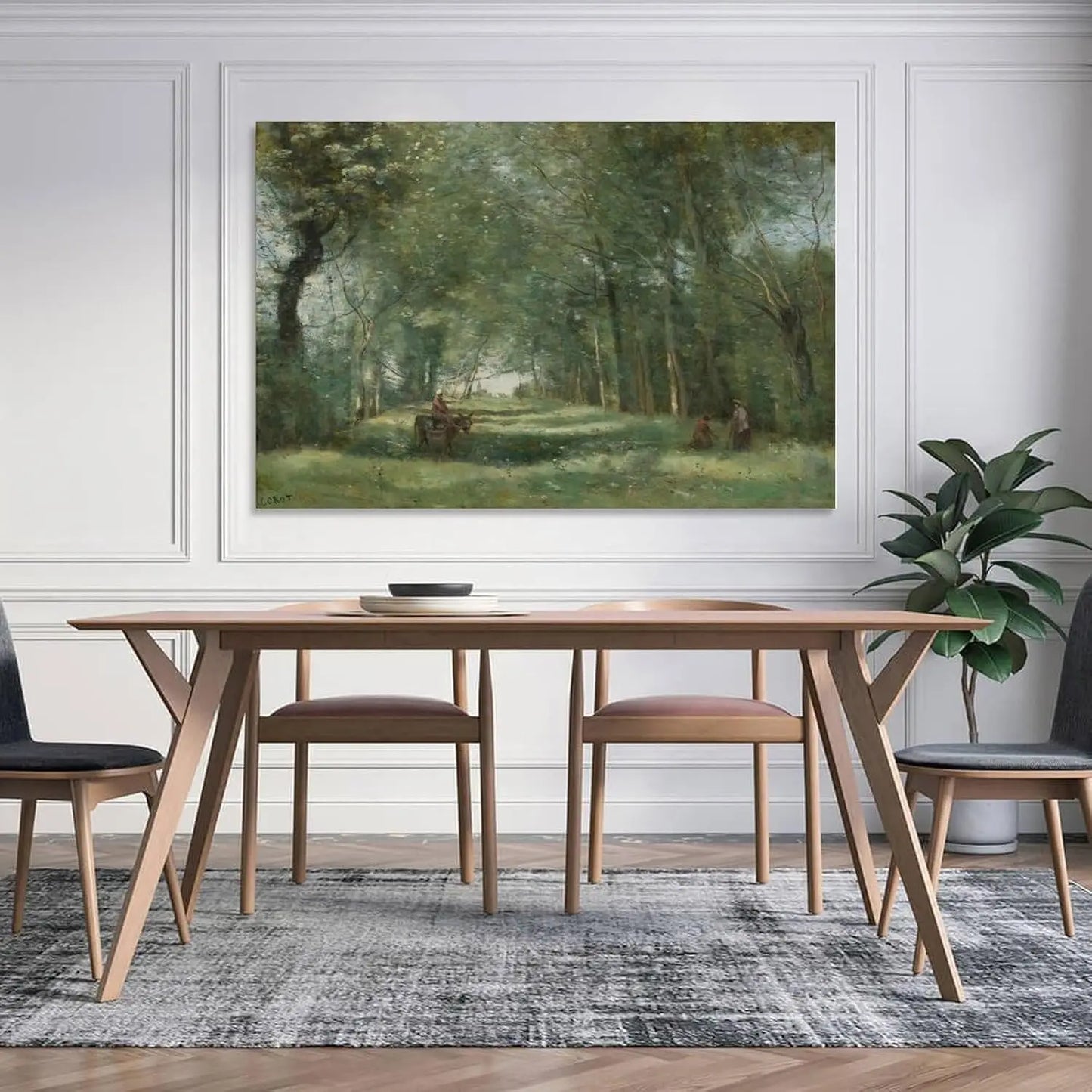 The Green Drive Canvas Painting By Corot Wall Art Print