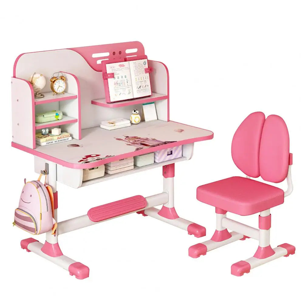 Height Adjustable Kids Premium Study Table and Chair Set with Writing Board