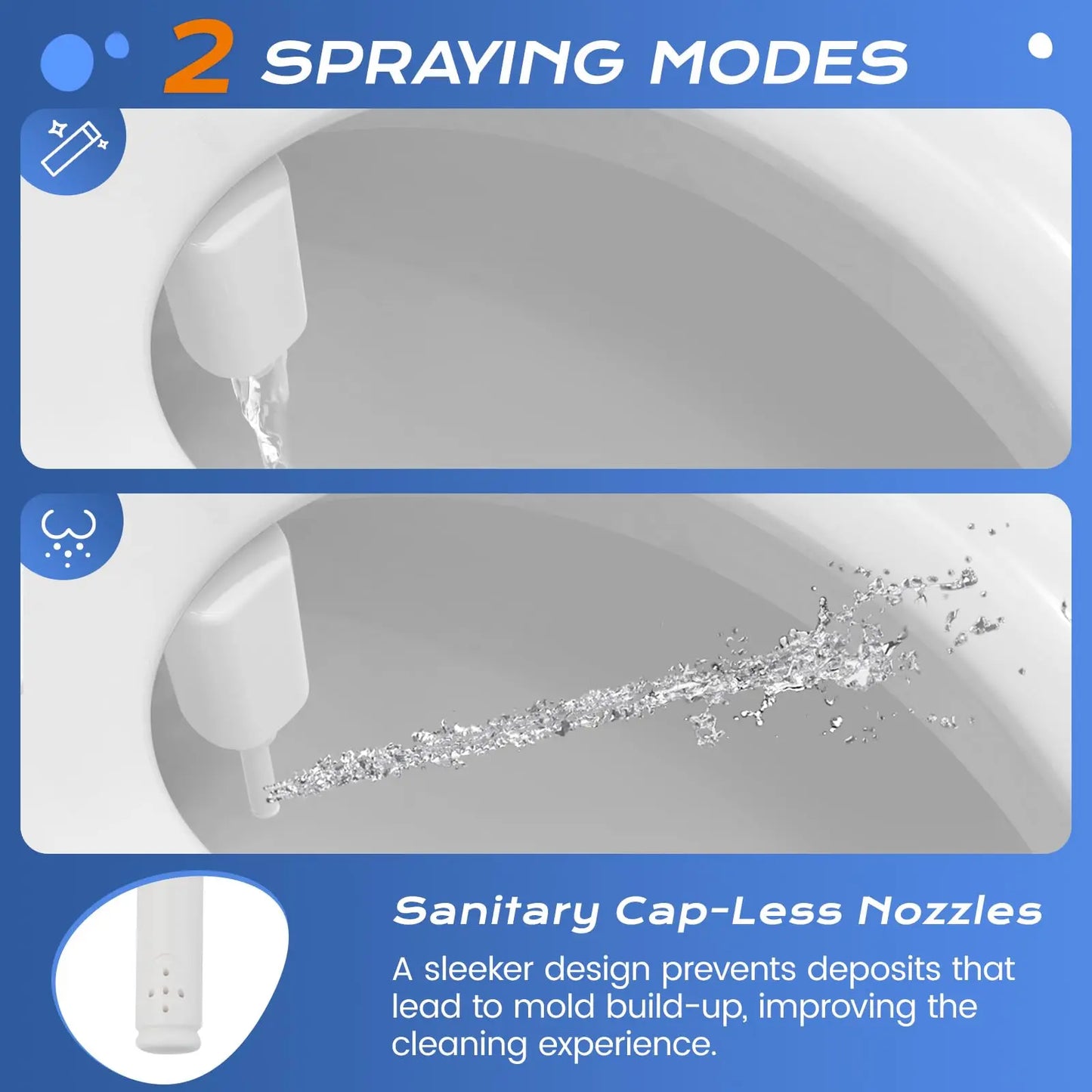 Ultra Slim Bidet Attachment For Toilet With Dual Nozzle Frontal Self Cleaning