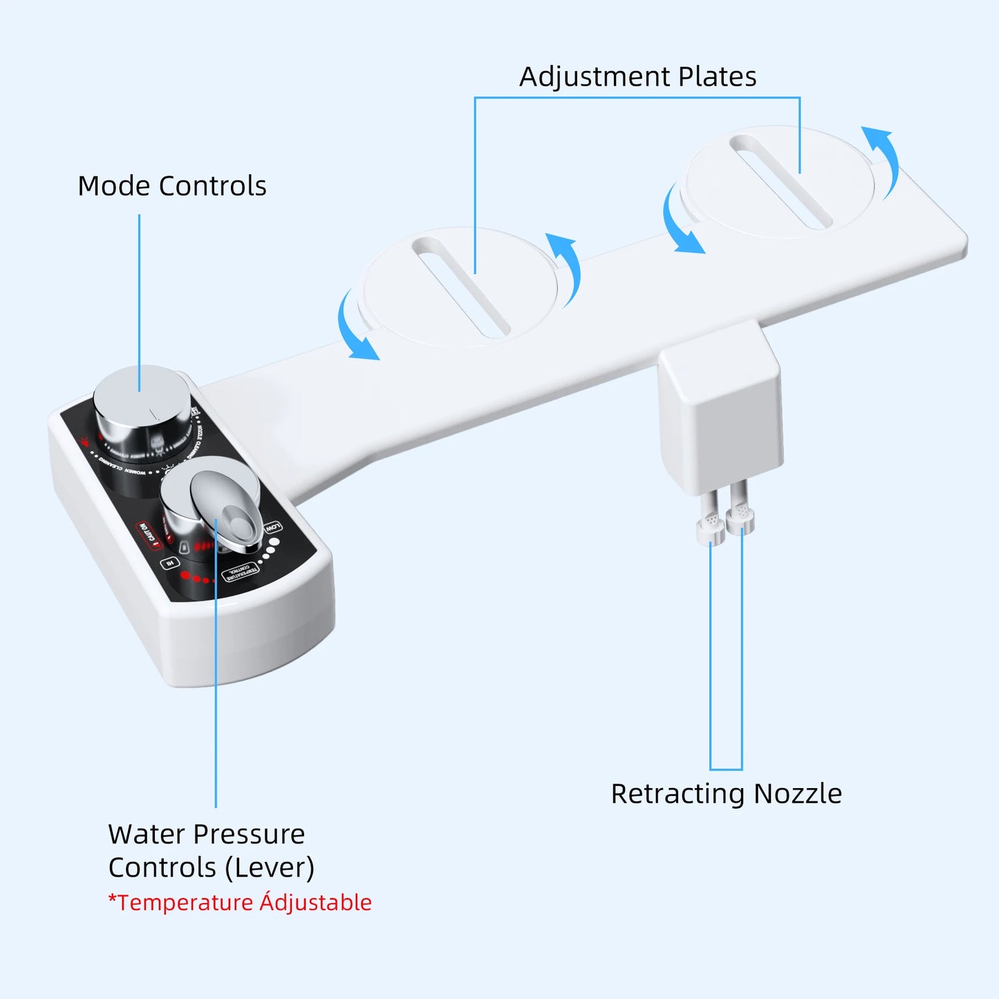 Bidet Attachment For Toilet Hot And Cold Water Spray Non Electric Dual Nozzle
