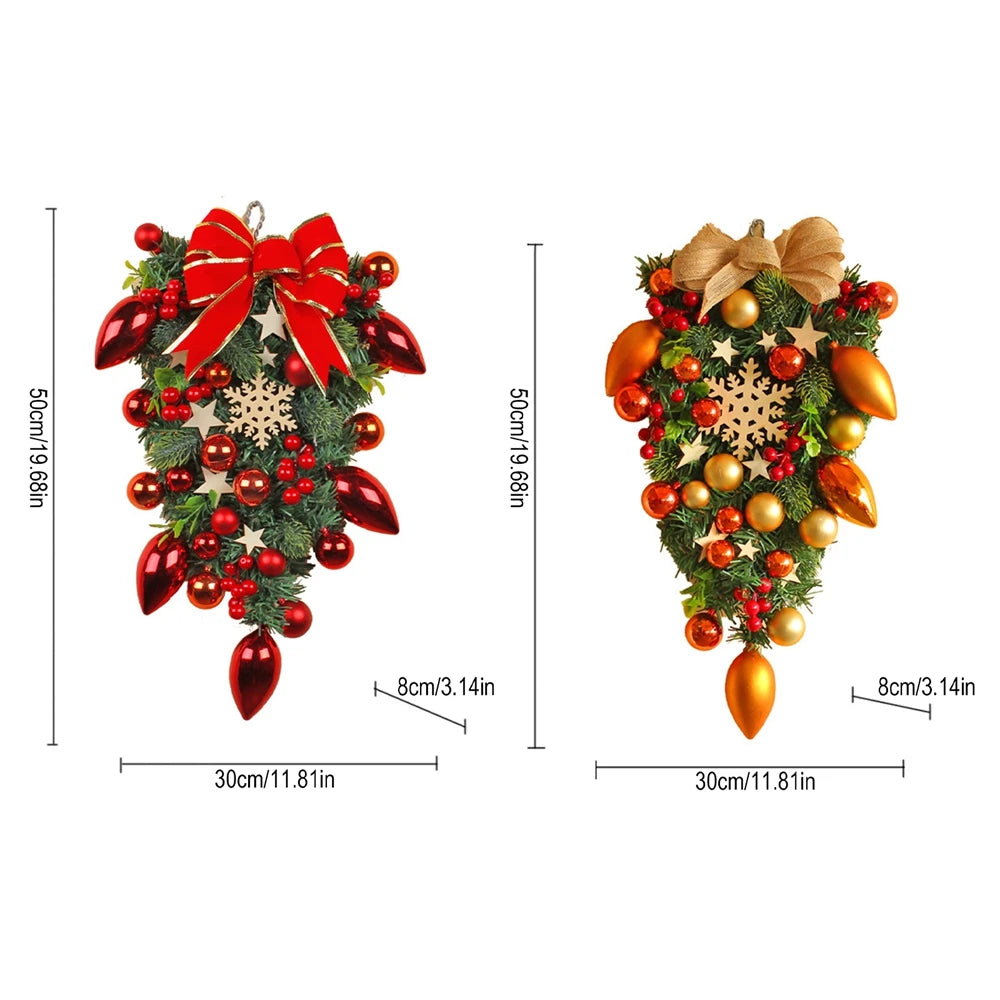 Christmas Ball Wreath Pine Cones Berry Garland Front Door