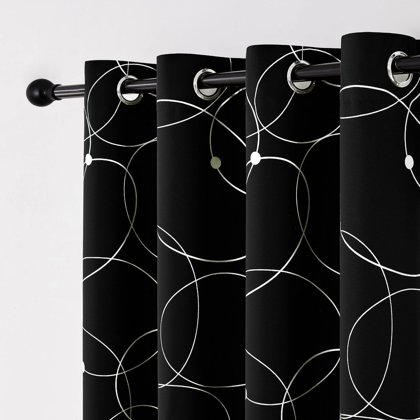 4 Pack Blackout Curtains Grommet Insulated Room Darkening Foil Print Bedroom