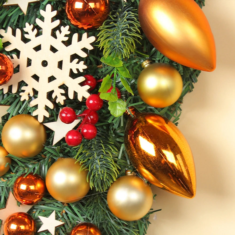 Christmas Ball Wreath Pine Cones Berry Garland Front Door