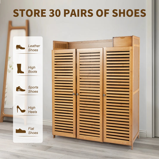 Shoe Cabinet with Doors for Household Item Storage and Various Shoe Organization